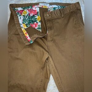 Brown Chino Pants with Floral Lining